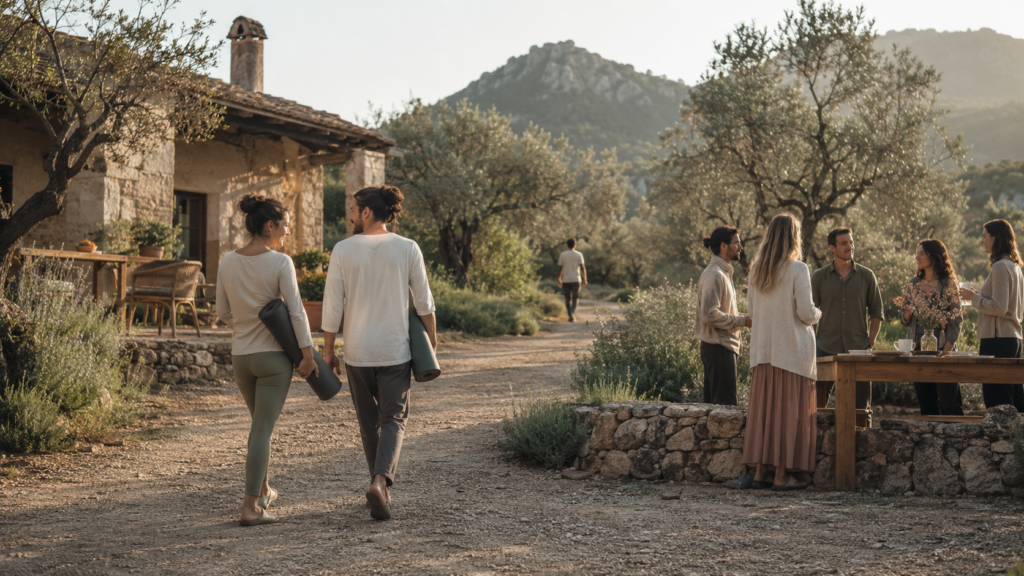 Retiros espirituales en España con personas en una casa rural de retiro en la naturaleza
