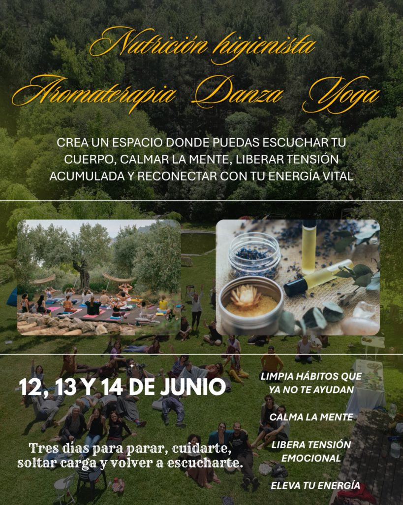 Actividades del Retiro Detox Integral en Zaragoza con yoga meditación aromaterapia nutrición higienista danza piscina y talleres
